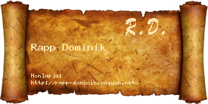 Rapp Dominik névjegykártya